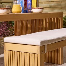 Rowlinsons Kyoto Contemporary Four Seater Wooden Bench Set in Brown - thumbnail 6
