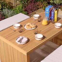 Rowlinsons Kyoto Contemporary Four Seater Wooden Bench Set in Brown - thumbnail 5