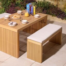 Rowlinsons Kyoto Contemporary Four Seater Wooden Bench Set in Brown - thumbnail 3