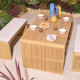 Rowlinsons Kyoto Contemporary Four Seater Wooden Bench Set in Brown - thumbnail 4