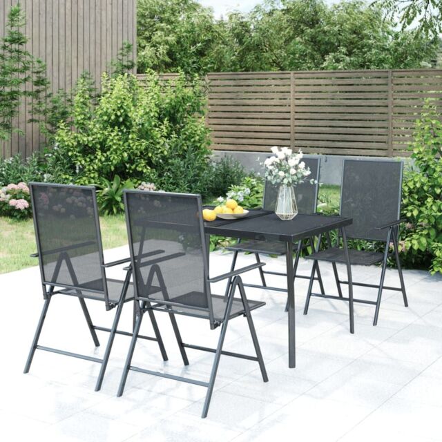 Berkfield Home 5 Piece Garden Dining Set Anthracite Steel in Black - image 1