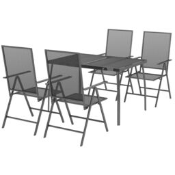 Berkfield Home 5 Piece Garden Dining Set Anthracite Steel in Black - thumbnail 3