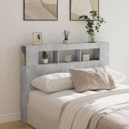 Berkfield Home LED Headboard Concrete Grey 140x18.5x103.5 cm Engineered Wood - thumbnail 1