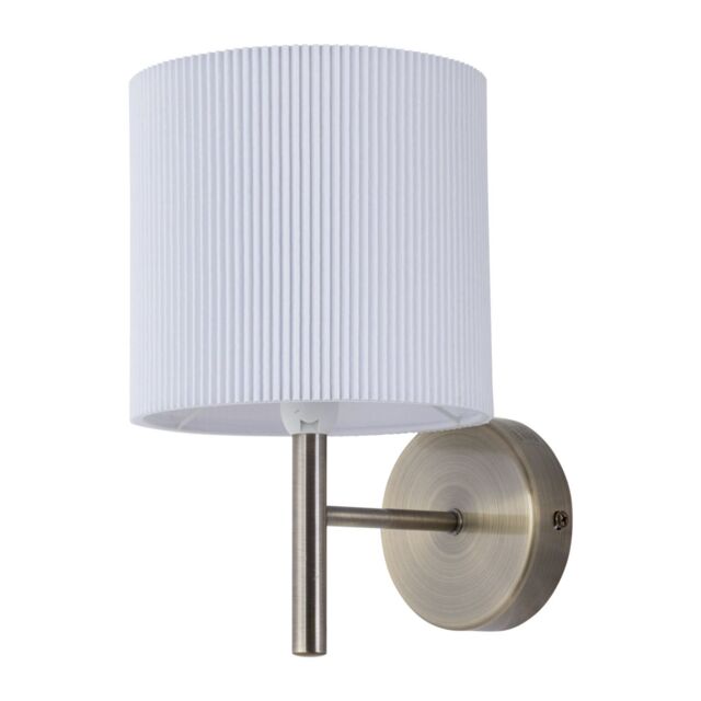 First Choice Lighting Brea - Antique Brass Wall Light with White Pleated Shade in Gold - image 1