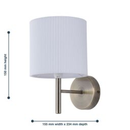 First Choice Lighting Brea - Antique Brass Wall Light with White Pleated Shade in Gold - thumbnail 5