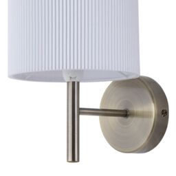 First Choice Lighting Brea - Antique Brass Wall Light with White Pleated Shade in Gold - thumbnail 2