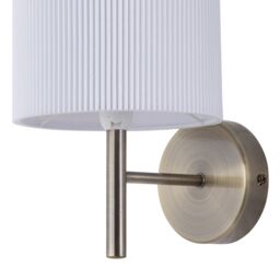 First Choice Lighting Brea - Antique Brass Wall Light with White Pleated Shade in Bronze - thumbnail 2