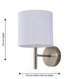 First Choice Lighting Brea - Antique Brass Wall Light with White Pleated Shade in Bronze - thumbnail 5