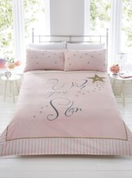 Rapport Home Wish Upon A Star Duvet Cover Set with Pillowcase in Dusty Pink - Size: Double - thumbnail 1