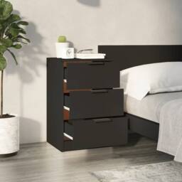Berkfield Home Bedside Cabinets 2 pcs Black 40x36x65 cm - Size: 40 x 36 x 65 cm - thumbnail 3