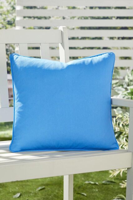 Fusion 'Plain Dye' Water & UV Resistant Filled Cushion in Blue - Size: 43 cm x 43 cm - image 1