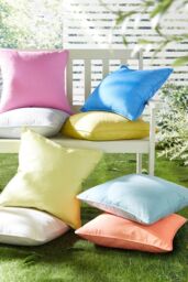 Fusion 'Plain Dye' Water & UV Resistant Filled Cushion in Blue - Size: 43 cm x 43 cm - thumbnail 3