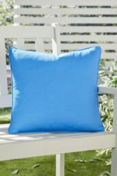 Fusion 'Plain Dye' Water & UV Resistant Filled Cushion in Blue - Size: 43 cm x 43 cm - thumbnail 1