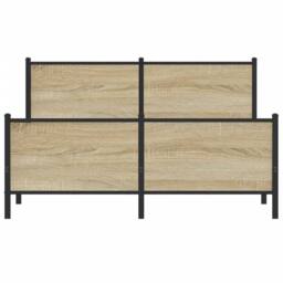 Berkfield Home Metal Bed Frame without Mattress Sonoma Oak 137x190 cm in Light Brown - thumbnail 5