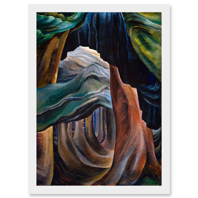 Artery8 Emily Carr Forest British Columbia Painting Artwork Framed Wall Art Print A4 in White - image 1