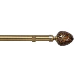 New Edge Blinds 28mm Fixed Length Metal Eyelet Curtain Pole Set - Alexia Finial in Metallics - Size: 110 cm