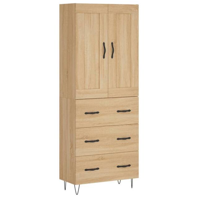 Berkfield Home Highboard Sonoma Oak 69.5x34x180 cm Engineered Wood in Light Brown - image 1