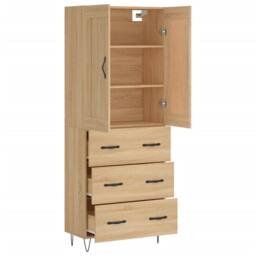 Berkfield Home Highboard Sonoma Oak 69.5x34x180 cm Engineered Wood in Light Brown - thumbnail 4