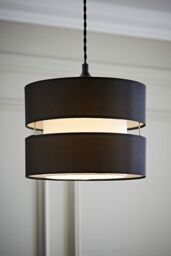 ValueLights Sophia Small 26cm Drum Easy Fit Ceiling Light Lamp Shade with Bulb in Black - Size: 10 inches - thumbnail 2