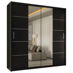 Sliding Wardrobes 4U Ribon Sliding Mirror Door Wardrobe 203cm X 217cm in Black - Size: 203 cm X 217 cm - thumbnail 2
