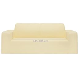 Berkfield Home 2-Seater Stretch Couch Slipcover Cream Polyester Jersey - thumbnail 6