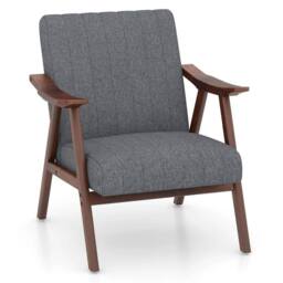 FORGEVIO Modern Accent Chair with Armrests & Rubber Wood in Grey - Size: 0.6m2