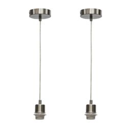 First Choice Lighting Set of 2 Carss - Satin Nickel Ceiling Pendant Kits for Easy Fit Shades in Silver