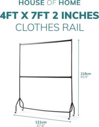 House of Home Clothes Rail Two Tier Heavy Duty Garment Hanging Rack In Black 4ft long x 7ft - thumbnail 2