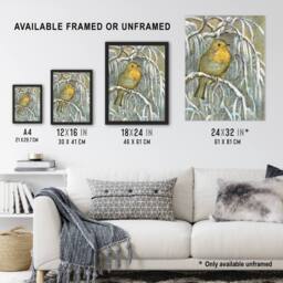 "Artery8 Robin on Snowy Tree Branch Vintage Wall Art Print van Hoytema - Size: W12"" x H16""" - thumbnail 3
