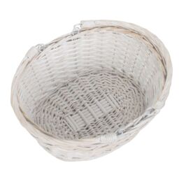 Red Hamper Wicker Small White Swing Handle Shopping Basket - thumbnail 2