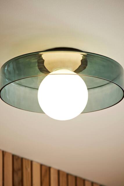 ValueLights Newbury Glass Plate with Globe Shade IP44 Bathroom Flush Ceiling Light in Jade - image 1