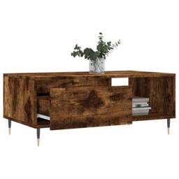 Berkfield Home Coffee Table Smoked Oak 90x50x36.5 cm Engineered Wood in Brown - thumbnail 4