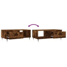 Berkfield Home Coffee Table Smoked Oak 90x50x36.5 cm Engineered Wood in Brown - thumbnail 9