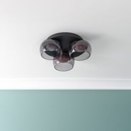 ValueLights Alissa IP44 Rated Bathroom 3 Way Glass Integrated LED Flush Ceiling Light in Black - thumbnail 4