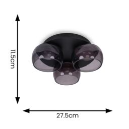 ValueLights Alissa IP44 Rated Bathroom 3 Way Glass Integrated LED Flush Ceiling Light in Black - thumbnail 5