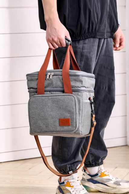 Living and Home 2-Layer Leakproof Insulated Lunch Tote Bag with Adjustable Shoulder Strap Gray in Grey - image 1