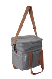 Living and Home 2-Layer Leakproof Insulated Lunch Tote Bag with Adjustable Shoulder Strap Gray in Grey - thumbnail 4