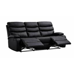 Kidsaw 3 Seater Manual Recliner Sofa BLACK PU Fabric - thumbnail 3