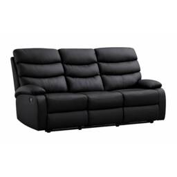 Kidsaw 3 Seater Manual Recliner Sofa BLACK PU Fabric - thumbnail 2