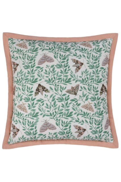 Wylder Silkmoth Bordered Floral 100% Cotton Cushion in Pale Pink - Size: 50 cm x 50 cm - image 1