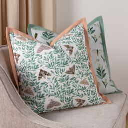 Wylder Silkmoth Bordered Floral 100% Cotton Cushion in Pale Pink - Size: 50 cm x 50 cm - thumbnail 6
