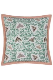Wylder Silkmoth Bordered Floral 100% Cotton Cushion in Pale Pink - Size: 50 cm x 50 cm - thumbnail 1