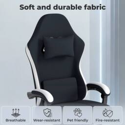 Kelvenix Office Desk Chair Fabric Gaming in Black - Size: 0.6m2 - thumbnail 5