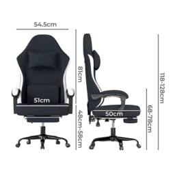 Kelvenix Office Desk Chair Fabric Gaming in Black - Size: 0.6m2 - thumbnail 2
