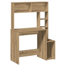 Berkfield Home Desk with Shelves Artisan Oak 100x45x140 cm Engineered Wood in Brown - Size: 100 x 45 x 140 cm - thumbnail 2