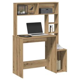 Berkfield Home Desk with Shelves Artisan Oak 100x45x140 cm Engineered Wood in Brown - Size: 100 x 45 x 140 cm - thumbnail 1