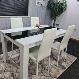 KOSY KOALA Modern White & Black Dining Table Set With 4 White Chairs Dining Room Furniture in Brown - thumbnail 3