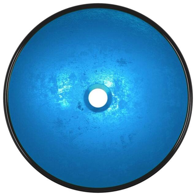 Berkfield Home Modern Basin Tempered Glass 42x14 cm Blue - image 1
