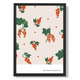 ARTZE Orange & Green Fruit Flower Market Minimalist Framed Print SIZE: A2 with Black Frame - Size: A4