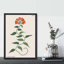 ARTZE Orange & Green Fruit Flower Market Minimalist Framed Print SIZE: A2 with Black Frame - Size: A4 - thumbnail 2